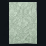 Elegant Romantic Chic Floral Damask-Sage Green Kitchen Towel<br><div class="desc">Elegant vintage-inspired floral damask design featuring chic monochrome light-on-dark sage green flowers,  leafy scrolls and swags of delicate lacy ribbons. This pattern is seamless and can be scaled up or down.</div>