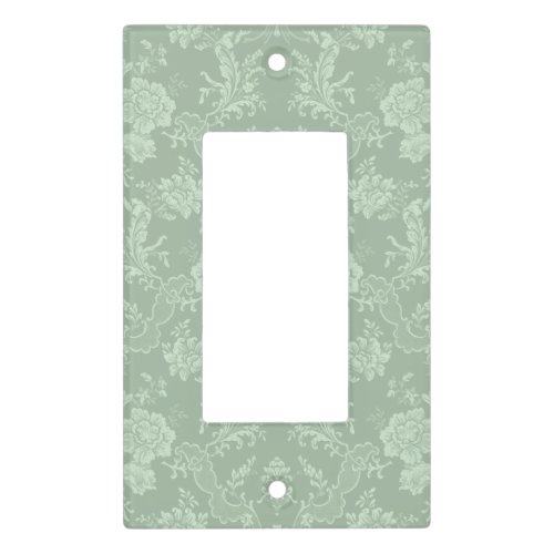 Elegant Romantic Chic Floral Damask_Sage Green Light Switch Cover