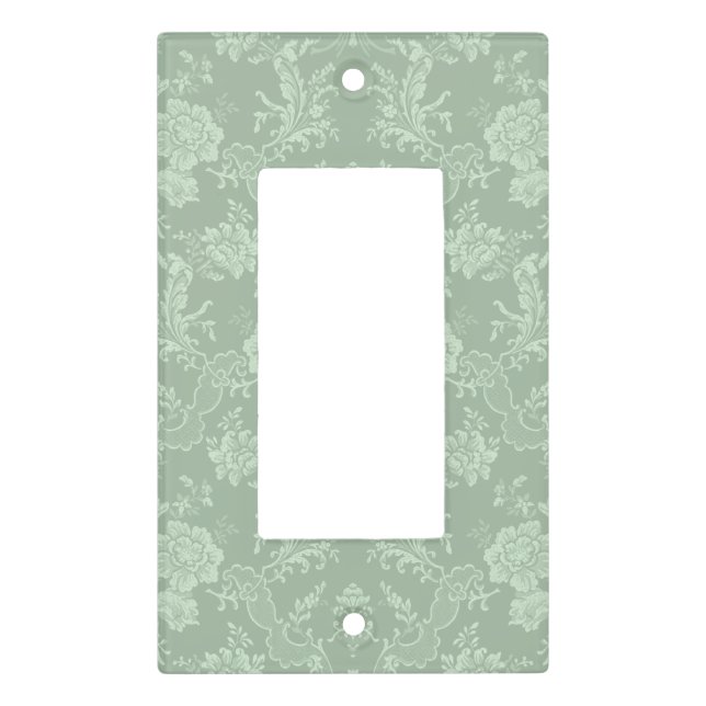 Elegant Romantic Chic Floral Damask-Sage Green Light Switch Cover (Front)