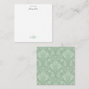 Elegant Romantic Chic Floral Damask-Sage Green Note Card