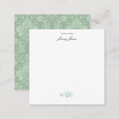 Elegant Romantic Chic Floral Damask_Sage Green Note Card
