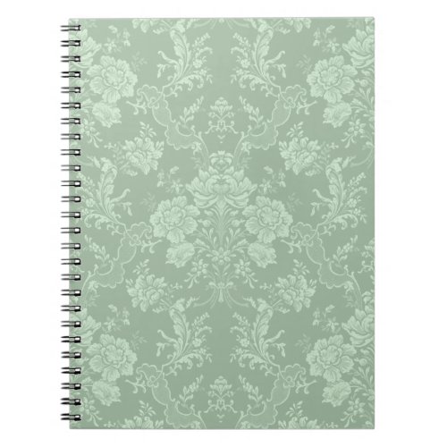 Elegant Romantic Chic Floral Damask_Sage Green Notebook