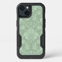 Elegant Romantic Chic Floral Damask-Sage Green