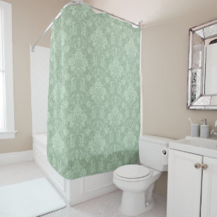 Elegant Romantic Chic Floral Damask-Sage Green Shower Curtain