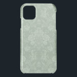 Elegant Romantic Chic Floral Damask-Sage Green iPhone 11 Case<br><div class="desc">Elegant vintage-inspired floral damask design featuring chic monochrome light-on-dark sage green flowers,  leafy scrolls and swags of delicate lacy ribbons. This pattern is seamless and can be scaled up or down.</div>
