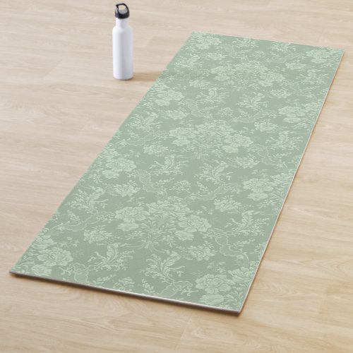 Elegant Romantic Chic Floral Damask_Sage Green Yoga Mat