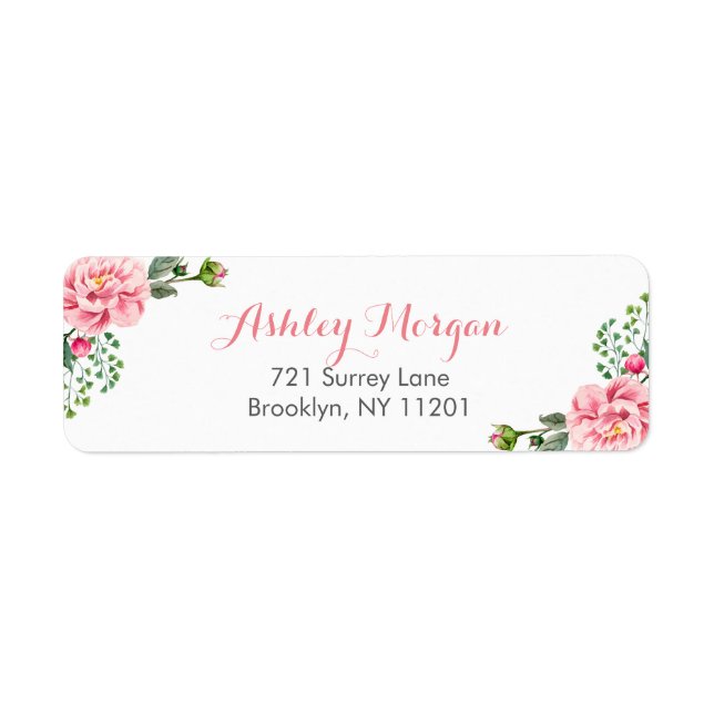Elegant Romantic Chic Floral Decor Label (Front)