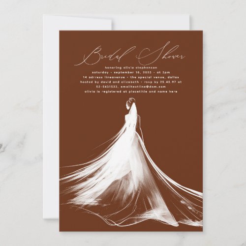 Elegant Romantic Chic Terracotta Bridal Shower Invitation
