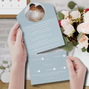 Elegant Romantic Color Photo Monogram Wedding All In One Invitation