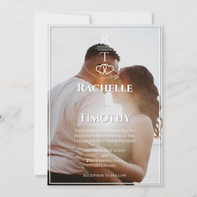 Elegant Romantic Color Photo Wedding Invitation (Front)