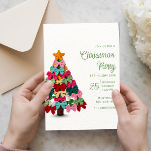 Elegant Romantic Coquette Christmas Tree Bows Invitation