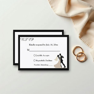 Elegant Romantic Couple Black & White Chic Wedding RSVP Card