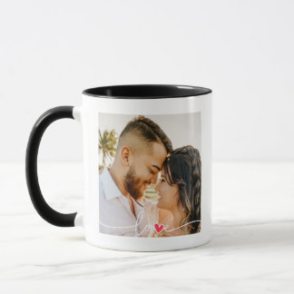 Elegant Romantic Couple's Photo Love Script Photo Mug