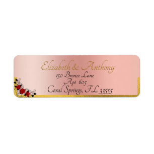 Elegant Romantic Couples Rose Gold Wedding Event Label