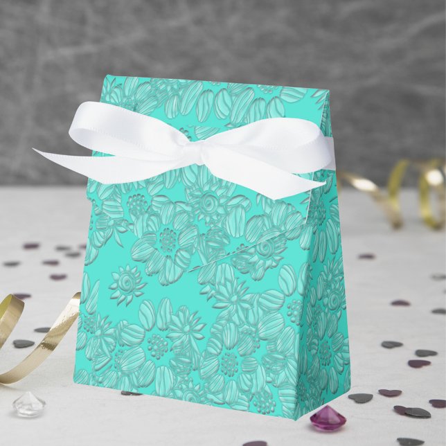 Elegant Romantic Daisies Floral Turquoise Wedding Favor Boxes (Elegant Romantic Daisies Floral Turquoise Wedding Favor Box)