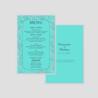 Elegant Romantic Daisy Turquoise Wedding Laminated Menu