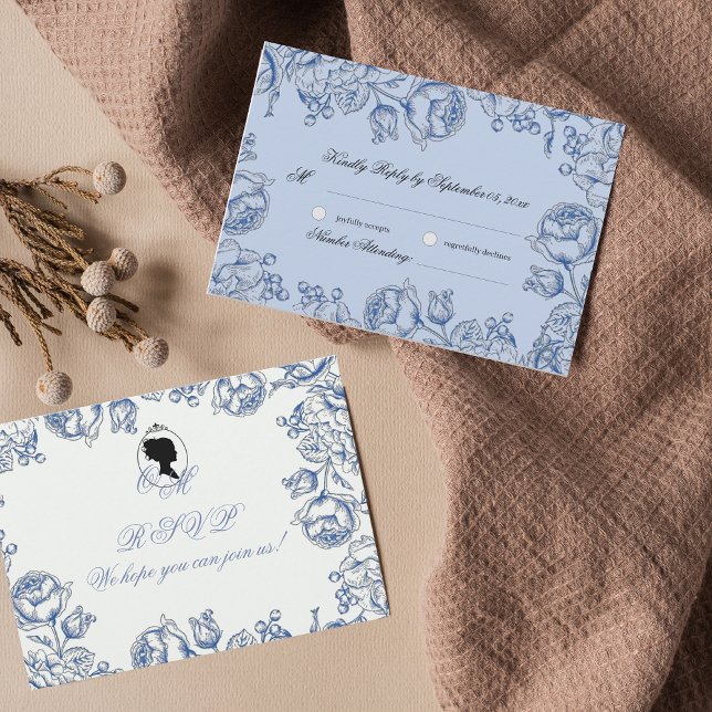Elegant Romantic Dusty Blue Wedding Response Card (Creator Uploaded)
