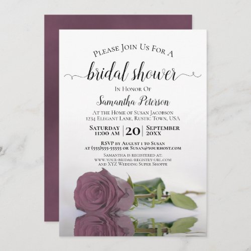 Elegant Romantic Dusty Pink Rose Bridal Shower Invitation