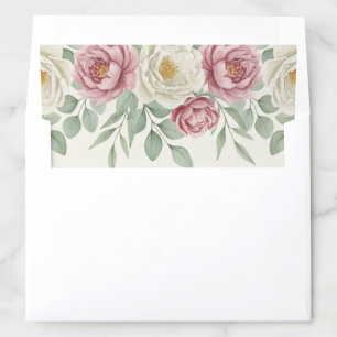 Elegant Romantic Dusty Rose Peony Floral Wedding Envelope Liner