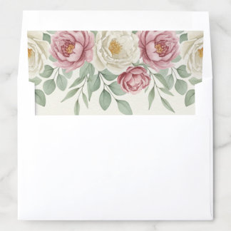Elegant Romantic Dusty Rose Peony Floral Wedding Envelope Liner