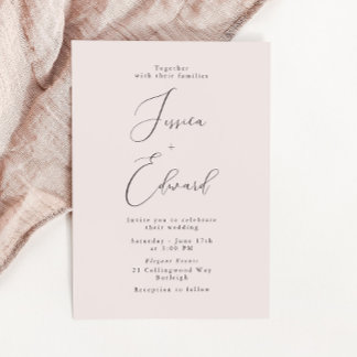 Elegant Romantic Dusty Rose Script Wedding Invitation