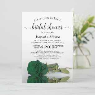 Elegant Romantic Emerald Green Rose Bridal Shower Invitation