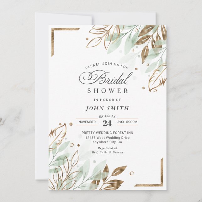 Elegant Romantic Eucalyptus Greenery - F009 Invita Invitation (Front)