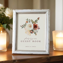 Elegant Romantic Fall Floral Guest Book Sign