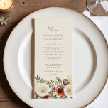 Elegant Romantic Fall Floral Rust Wedding Menu<br><div class="desc">Elevate your autumn wedding with our exquisitely designed Elegant Romantic Fall Floral Rust Wedding Menu. This charming piece combines the warm,  earthy tones of fall with a sophisticated floral motif,  creating a perfect blend of rustic elegance and romantic allure.</div>