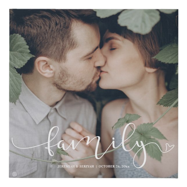 Elegant Romantic Family Typography Photo Faux Canvas Print (Front)