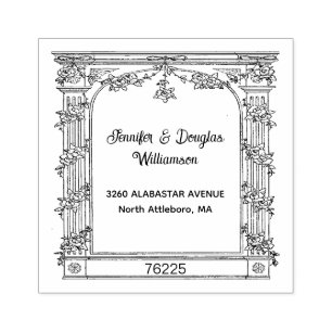 Elegant Romantic Floral Arch Return Address Rubber Stamp