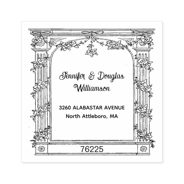 Elegant Romantic Floral Arch Return Address        Rubber Stamp (Imprint)