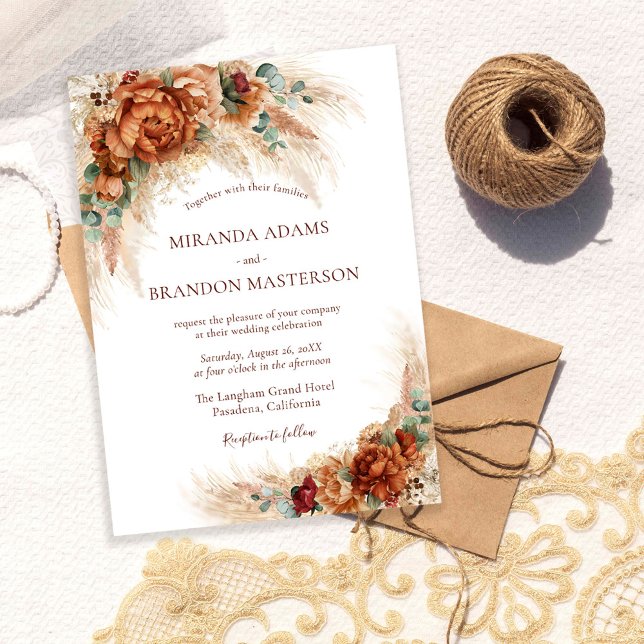Elegant Romantic Floral Boho Wedding Invitation (Creator Uploaded)