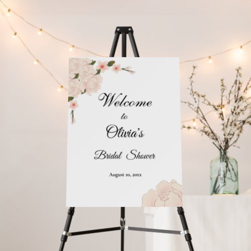 Elegant Romantic Floral Bridal Shower Welcome Sign