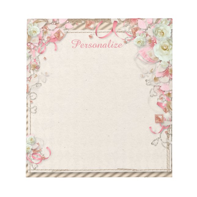 Elegant & Romantic Floral Garden Flower Canopy Notepad (Front)