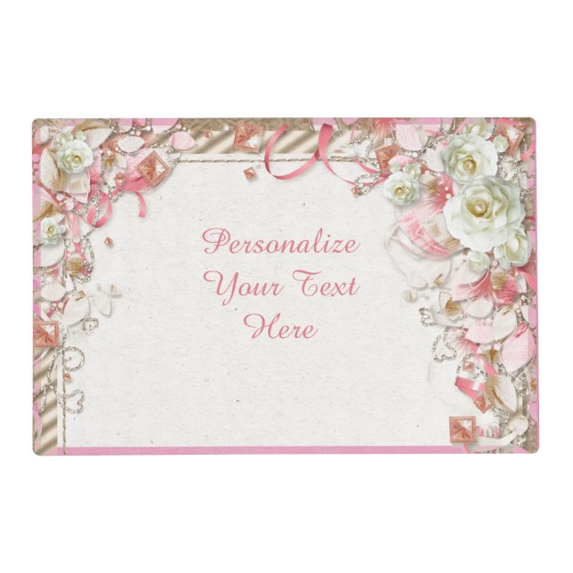 Elegant & Romantic Floral Garden Flower Canopy Placemat (Front)