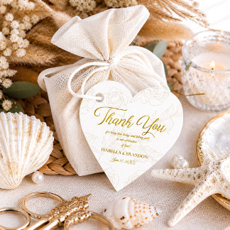 Elegant Romantic Floral Gold Script Wedding Favor Tags