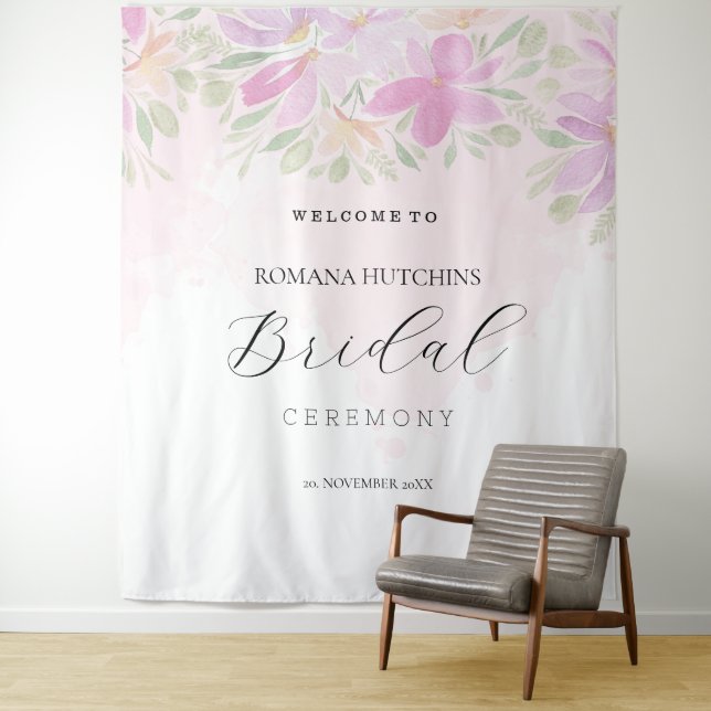 Elegant Romantic Floral Pink Tapestry (In Situ)