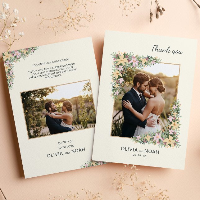 Elegant Romantic Floral Thank You Photo Save The Date (Creator Uploaded)