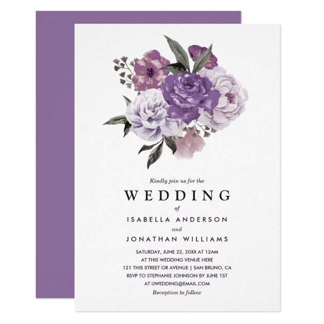 Elegant Romantic Floral Watercolor Spring Wedding Invitation