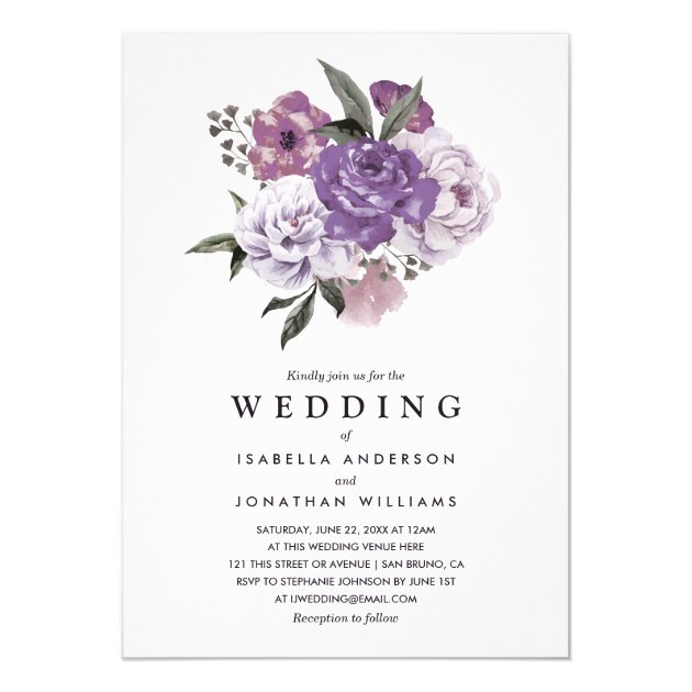 Elegant Romantic Floral Watercolor Spring Wedding Invitation