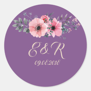 Elegant Romantic Floral Wedding Classic Round Sticker