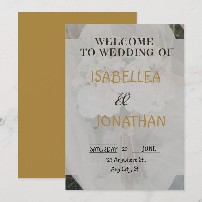 Elegant Romantic Floral Wedding Invitation (Front/Back)