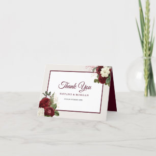 Elegant Romantic Floral Wedding Letterpress Thank You Card
