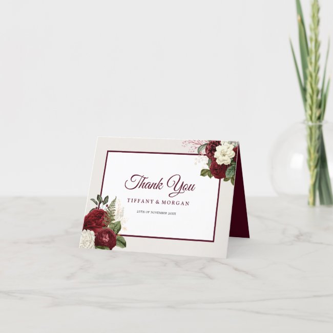 Elegant Romantic Floral Wedding Thank You Card