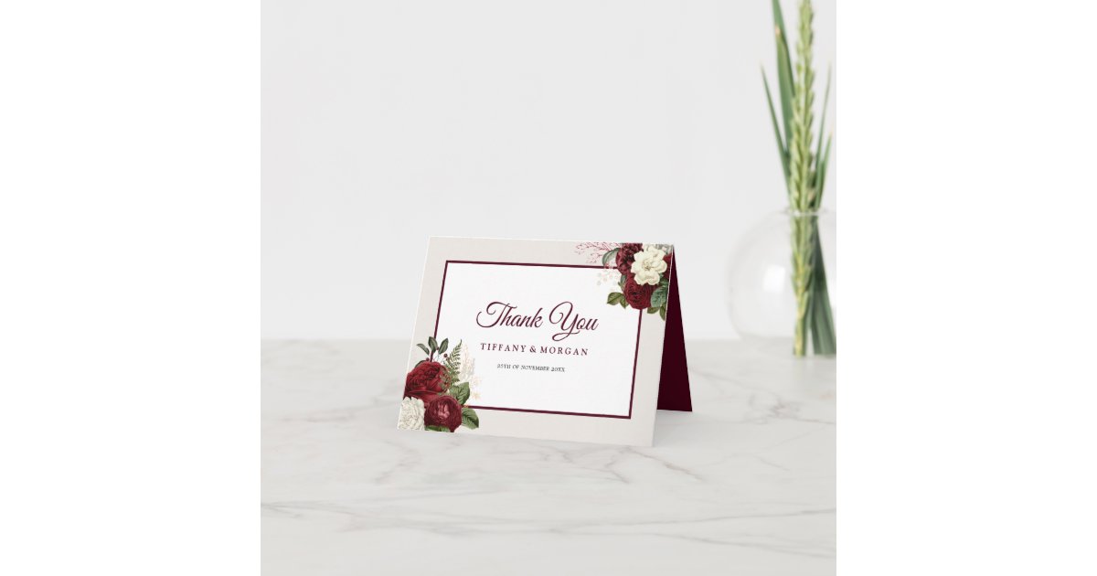 Elegant Romantic Floral Wedding Thank You Card | Zazzle
