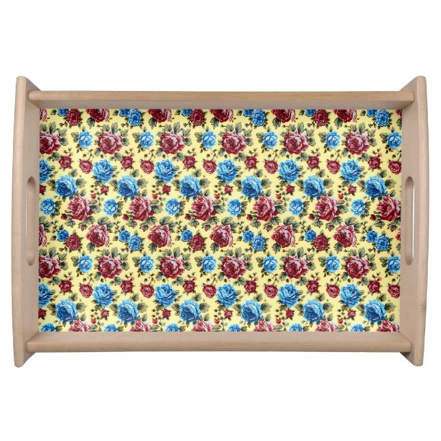 Elegant Romantic Flowers Vintage Rose Pattern  Serving Tray (Front)