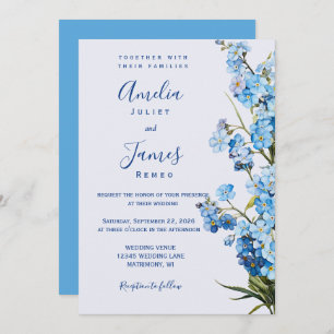 Elegant Romantic 'Forget-Me-Not' Floral Wedding Invitation