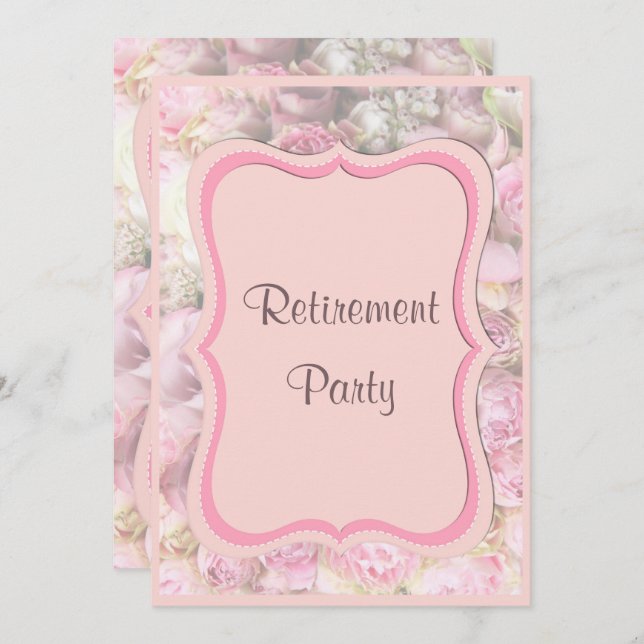 Elegant & Romantic Framed Bouquet Retirement Invitation (Front/Back)