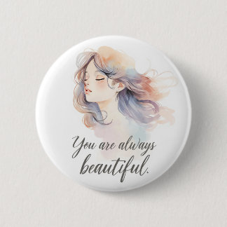 Elegant Romantic Girl Illustration – You Are Alway Button